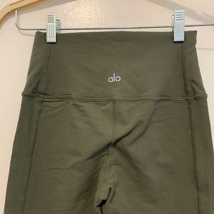 Alo moto high waisted leggings in army green